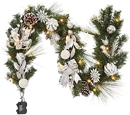 Adeeing Коледна Гирлянда със Светлини, 6 фута, Предварително осветени Сребристо-Бяла Коледна Гирлянда с Шариковыми Декорации