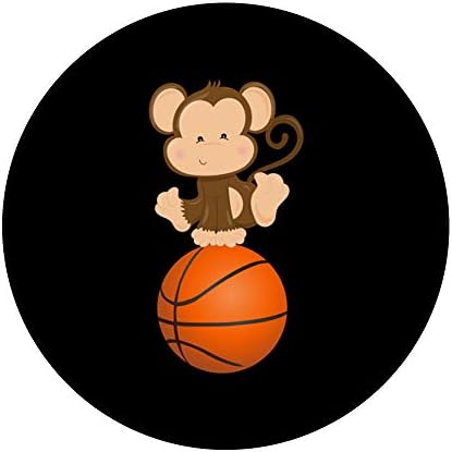Сладък Щастлив Кафява Маймуна Баскетбол за Момчета Момичета Деца, Младежи PopSockets Swappable PopGrip