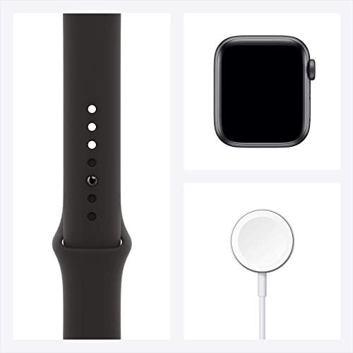 Apple Watch SE (GPS, 40 мм) - Space сив алуминиев корпус с черен спортен каишка (обновена)