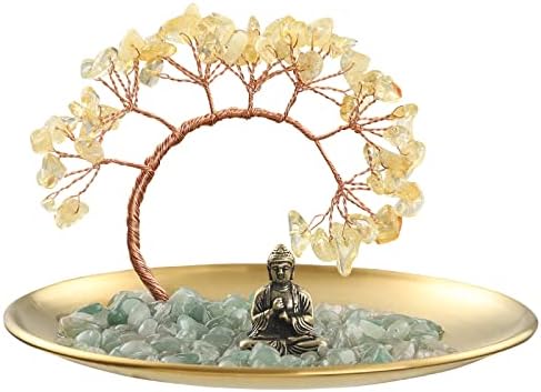 Цитрин Кристалното Дърво Статуя на Буда - Пари дърво за Богатство и късмет - Йога, Медитация и Начало Декор - Акценти