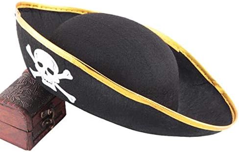 2 опаковане на Детска Фетровая Pirate шапка - Tri Corner Pirate Party Hat - Skull Print Pirate Captain Costume - Парти,
