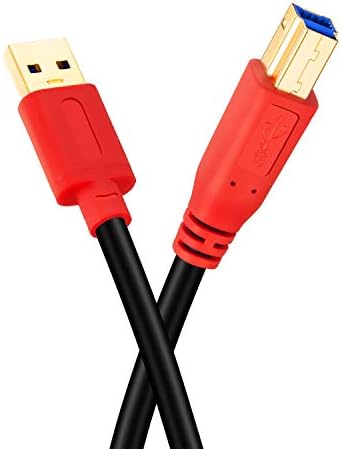 Кабел USB 3.0 A Male to B Male 3 фут,Тан QY Type A to B Male е Съвместим с твърд диск,принтери,скенер,USB възел,монитор и много други (1M/3 фут)