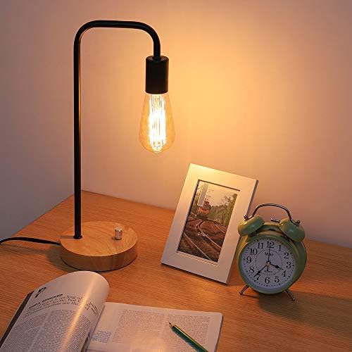 Настолна Лампа Едисон, Промишлени Нощни Лампи, Определени от 2, Дървени Отношение Настолни Лампи за нощни шкафчета и Скринове