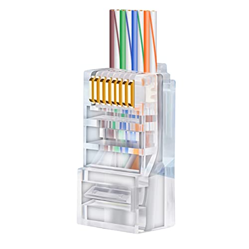 WIJIN Pass Through Type 8P8C, RJ-45/RJ-11 Modular Ethernet Gold Plated Net Network End Кабел Plug Connectors for Solid