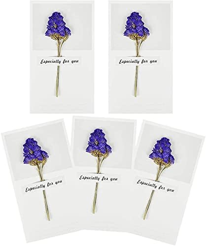 Samtiny 5 сухи цветя поздравителни Картички, написани на Ръка покани, Картички, Сватбени и празнични аксесоари 3,5 X6。 3