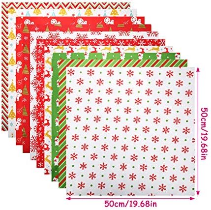 10 бр 50 х 50 см/ 19,68 х 19,68 инча Коледна кърпа на квадратчета мозайка плат мозайка нарязан плат Коледна снежинка с