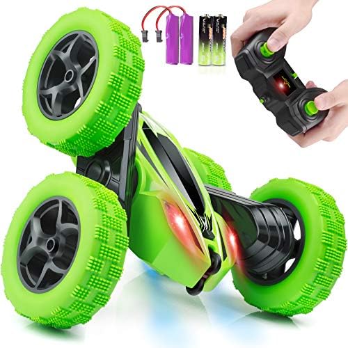 Колата Дистанционно управление, ORRENTE RC Cars Stunt Car Toy, 4WD 2.4 Ghz Double Sided 360° Rotating RC Car with Headlights, Kids Коледа Toy Cars for Boys/Girls (Green)