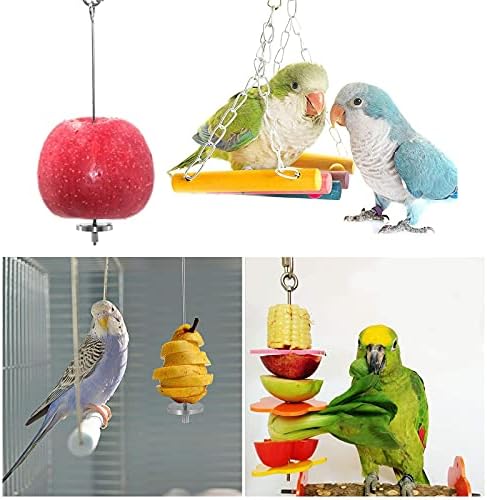 Micro Traders 2X Parrot Skewer Bird Food Holder Неръждаема Стомана 304 Parrot Fruit HolderToy Foraging Окачен Инструмент