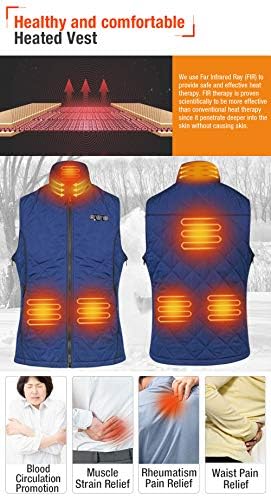 ARRIS Heated Vest for Women, Size Adjustable 7.4 V Electric Warm Vest 8 Heating Panels with Battery Pack ...