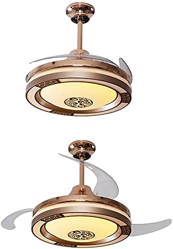 Вентилатор на тавана HCGZ 42Inches Modern Invisible Retractable Fan Blades Chandelier with Remote Control for Indoor Living