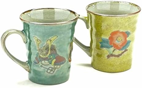 Kyuyaki Пара Чаша на Чаша, Определени с Птици, Жълто и Съкровище От Зелена Боя, а на Задната Живопис