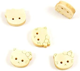 Цена за 1190 броя Шевни Sew-Копчета AD0 Hello Kitty Естествен Цвят за дрехи на едро дървени С Knopfe