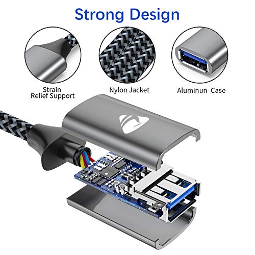 Удлинительный кабел USB 3.0, 6 ФУТА Type A Male to Female Fast Speed Extension Cord е Съвместим с принтер, скенер, Oculus,