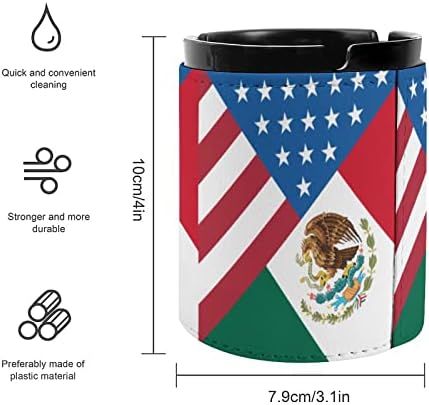 Американски Мексикански Флаг Кожа Диаметър на Пепелника 3 Преносим Притежателя Пепел от Цигари за Кола Или Домашен Офис Настолна Ползи Лека Чиста