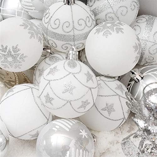 WODEJIA 24pcs Коледа Топки 6cm Ornaments Shatterproof Christmas Tree Decorations Large Hanging PVC for Xmas (Диаметър