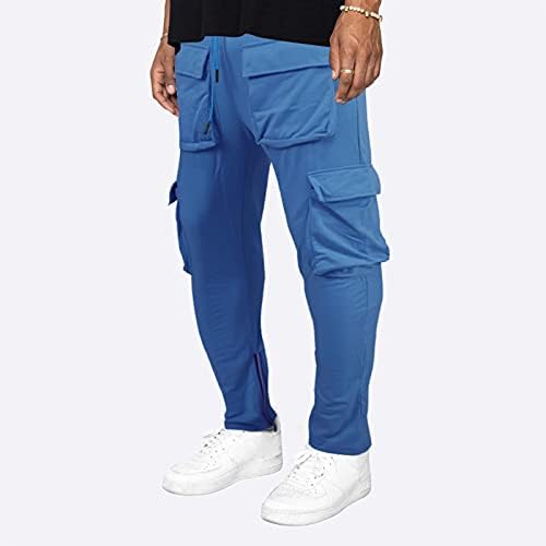 XXBR Cargo Sweatpants for Означава, Drawstring Slim Fit Casual Streetwear Hip Hop Zipper Молив Pants with Multi-Pockets