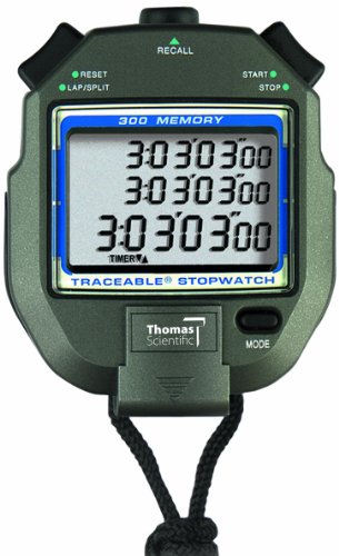Хронометър Thomas 300 All Memory Function с 1/4 Цифров LCD дисплей, точност 0,001 на сто, 3, Дължина x 2-1/2 Ширина x