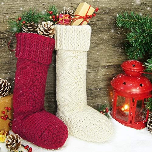 Лимбридж Коледни Чорапи, 6 Пакет 15 инча (s) Малък Размер Кабел Плета Вязаный Коледа Селски Персонализирани Чорапи украшение