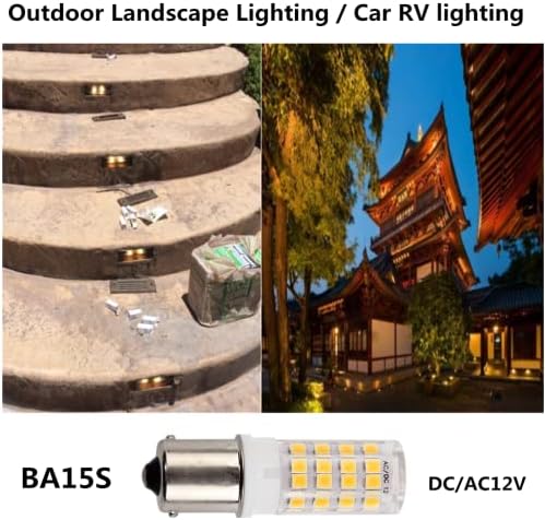 BA15S Single Contact Base 12V AC/DC 1156 1141 S8 SC LED Light Bulb 5 Watt Warm White 3000K for Outdoor Landscape Lighting Path Lighting Deck Lighting (Pack of 4)