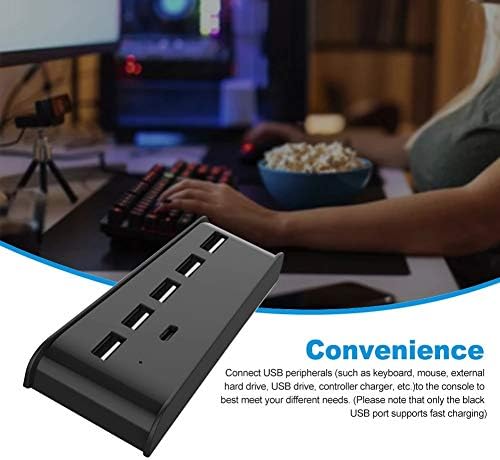 SBSNH 5 Порт за Високоскоростна Сплитер Адаптер Игрова Конзола USB Хъб богат на функции за PS5 Игрова Конзола Поставка