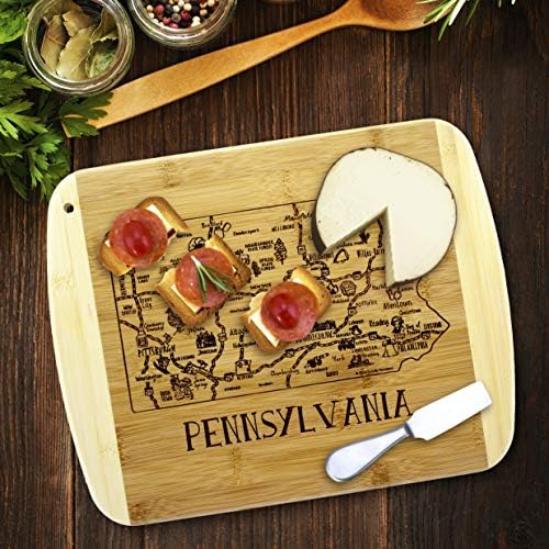 Totally Bamboo A Slice of Life Pennsylvania State Serving and Cutting Board, 11 x 8.75