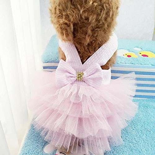 Pet Dog Dress for Girl and Boy, Доги Cats Rabbit Fancy Tutu Сладък Шарени Mesh Princess Dress Petite Vest Doggie Bowknot