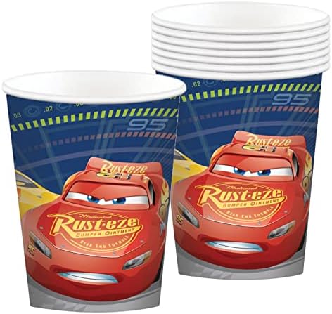 Disney Cars 3 Хартиени чаша - 9 грама | Многоцветен | Опаковка от 8 броя