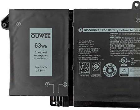 OUWEE 7FMXV Лаптоп Батерия Съвместимост с Dell Latitude 5320 7320 7420 7520 Серия Тетрадка 0TN2GY TN2GY 9JM71 15,2 В 63Wh 3941 ма