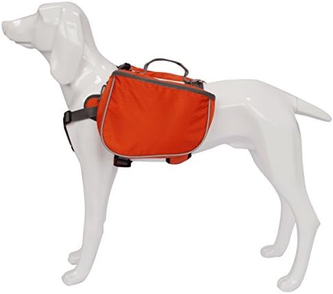 Fosinz Pet Dog Saddle Bag Pack Bag Adjustable Backpack Outdoor Hiking Camping Training Traveling with Small Medium & Large Size for Dogs (Orange, S)