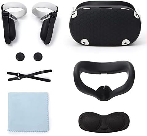 VR Слушалки и Контролер Аксесоари Комбиниран Комплект за Oculus Quest 2, VR Обвивка Защитно покритие+Силиконова Капачка За Лице+Протектор на обектива +Контролер Дръжки Кап