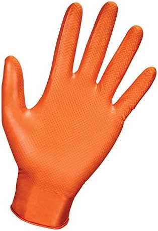 SAS Safety 66573 Astro-Grip Powder‐Free 7 Mil Нитриловые ръкавици, Големи, Оранжеви