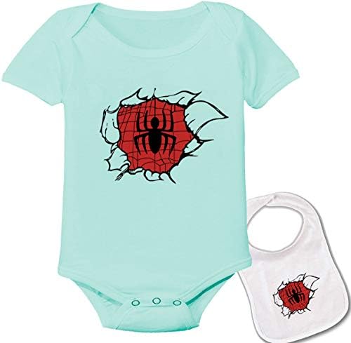 Под прикритие Spider-Man -Сладко Spiderman Superhero Baby Bodysuit Onesie & bib Set
