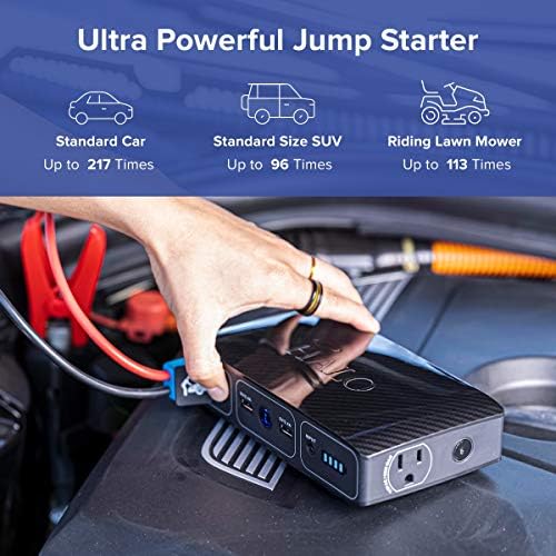 HALO Болт 58830 MWh Portable Phone Laptop Charger Car Jump with Starter AC Outlet and Car Charger - Син Графит