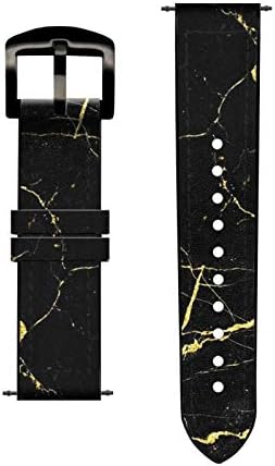 CA0491 Gold Marble Graphic Printed Leather Smart Watch Band Strap for Fossil Hybrid Smartwatch Нейт, Hybrid HR Latitude,