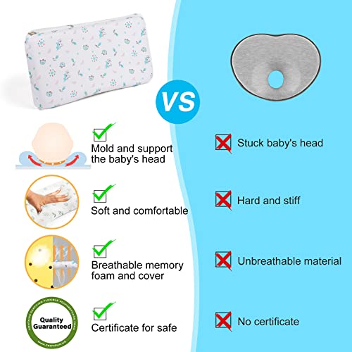 Детска възглавница за Сън, Mokeydou Бебе Head Shaping Pillow Prevent Flat Head Syndrome, Memory Foam Newborn Round Pillow for 0-2T Baby Girl & Boy with Washable Cotton Pillow Cover (Жираф)