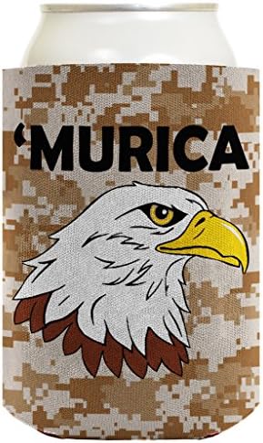 4th of July Смешни Can Coolie Murica Bald Eagle Digital Camo 2 Pack Can Coolies