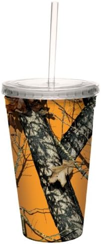 Tree-Free Greetings Blaze Pattern by Мъхест Oak Camo Artful Traveler Двухстенная Акрилна Охладена чаша с Многократно слама,