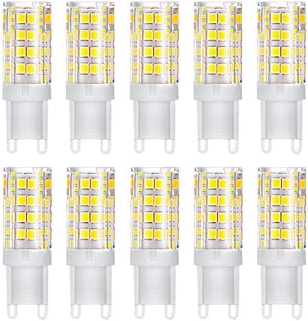 MD Lighting 5W G9 LED Bulb G9 Ceramic Corn Light Bulbs(10 Pack)- 52 светодиода 2835SMD 400 Лумена Флуоресцентна светлина Бяла 6000 До Подмяна 40 W Еквивалентен на Халогенна лампа за осветление дома, не з