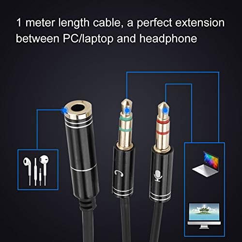 DERCLIVE Female to 3.5 mm Dual Male Audio Extension Cable Headphone Splitter Mic Earphone Adapter (3.5 mm)