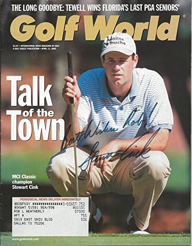 Stewart Cink Signed 2000 Golf World Full Списание - Списание за голф с автограф