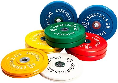 BalanceFrom всеки ден Essentials Color Coded Olympic Bumper Plate Weight Plate with Steel Hub, 260 среща Set