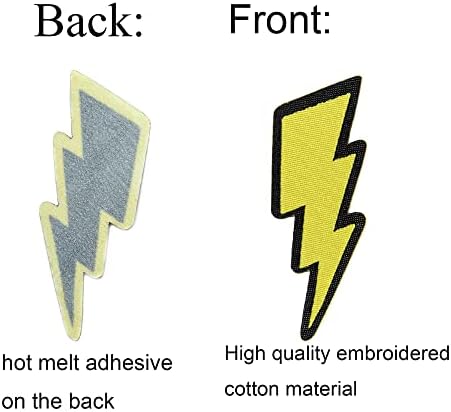 J. CARP 5Pcs Светкавица Embroidered Iron on Patch for Clothes, Iron-on Patches / Sew Апликация Лепенки за жилетки, якета, раници, шапки, дънки за покриване на дупки / Logo (Style2)