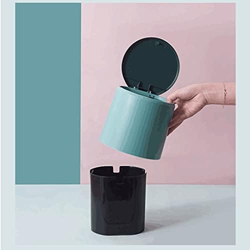 ZSM Bins Modern Tabletop Trash Can with Lid Press - Type Mini Wastebasket for Bathroom Vanity Desktop Coffee Table Плот-Розов/Зелен