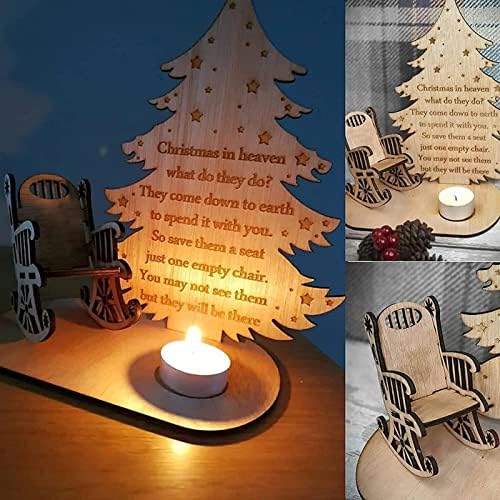 Kaying Коледа Remembrance Свещ Ornament to Remember Loved Ones, Великолепна Rustic Свещ Stand with Personalized Chair,
