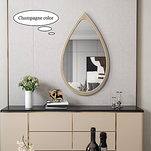 JXCAA Drop Shape - Wood Frame Cosmetic HD Mirror, Modern Wall Mirror, Decorative Hanging Mirror, Used in Study Room, Bedroom,