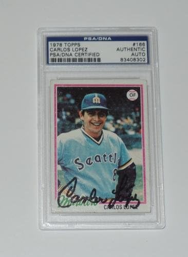 Карлос Лопес подписа Auto'd 1978 Topps Card 166 Psa/dna Seattle Mariners Orioles - Бейзболни Стари карти