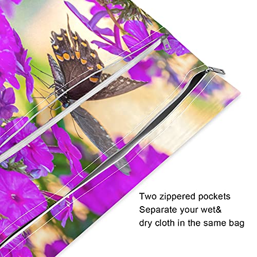 STAYTOP Black Swallowtail Butterfly Wet Dry Bag Тъканни Чанти за Памперси 2 Pack-Водоустойчив многократна употреба Органайзер за Пелени за Замърсени Бебешки неща или Мокри Дрехи