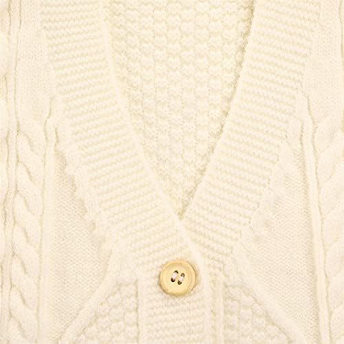 Baby Boy Girl Knit Sweater V-Образно Деколте Кабел Жилетка Жилетка Сладки Бебешки Екипировки, Дрехи за Деца