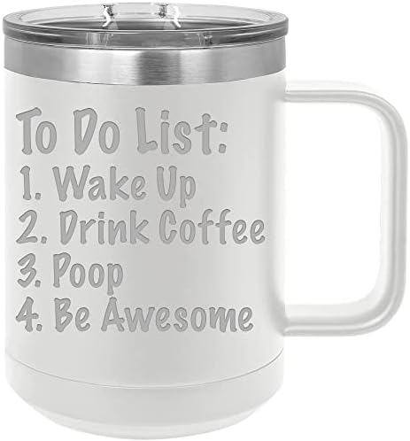 To Do List Be Awesome смешни coffee mug for work, office, coworker, man or woman - 15 грама от неръждаема стомана, изолиран