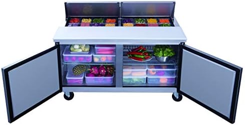 Dukers DSP60-16-S2 14.3 cu. ft. 2-Местен Търговски хладилник за готвене от Неръждаема стомана